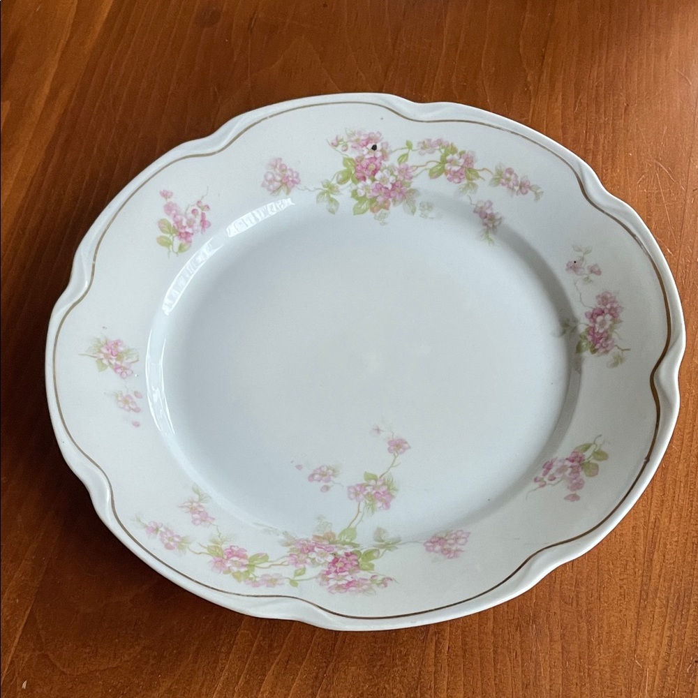 Karlsbad Austria 10” Dinner Plate - Floral Pink Blossom Scalloped Edge Gold Trim